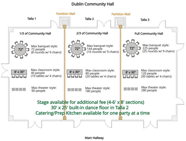 Community Hall Rental – City of Dublin, Ohio, USA
